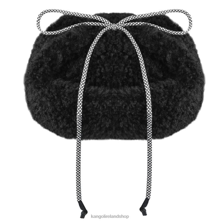 IE Kangol Faux Shearling Utility Flap Cap Black Unisex Accessories 6B26V912