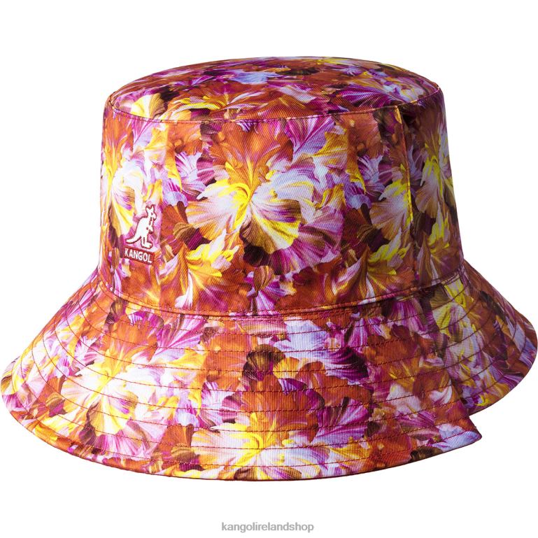 IE Kangol Floral Reversible Bucket Papaya Milk Floral Unisex Accessories 6B26V457