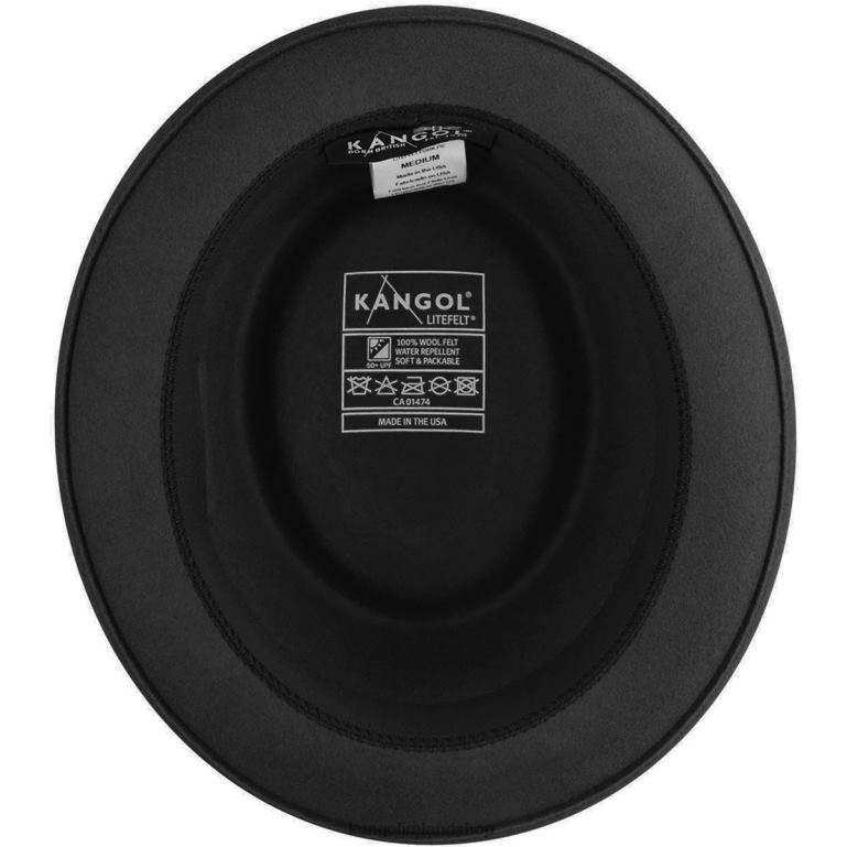 IE Kangol LiteFelt Pork Pie Black Unisex Accessories 6B26V795