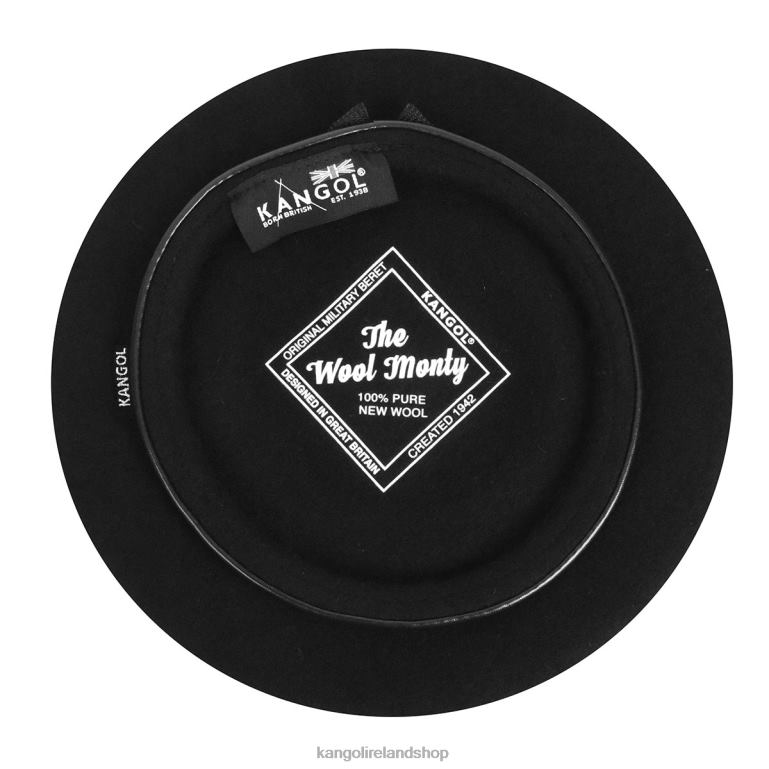 IE Kangol Monty Wool Beret Black Unisex Accessories 6B26V430