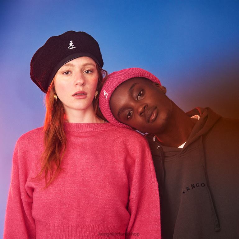 IE Kangol Nylon Plush Reversible Beret Black/Electric Pink Unisex Accessories 6B26V423