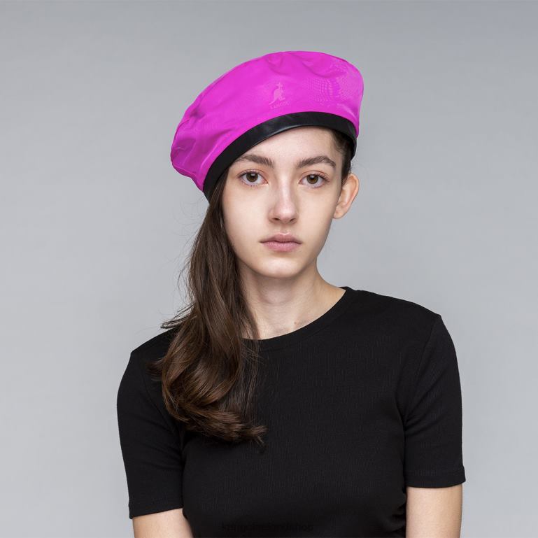 IE Kangol Nylon Plush Reversible Beret Black/Electric Pink Unisex Accessories 6B26V423