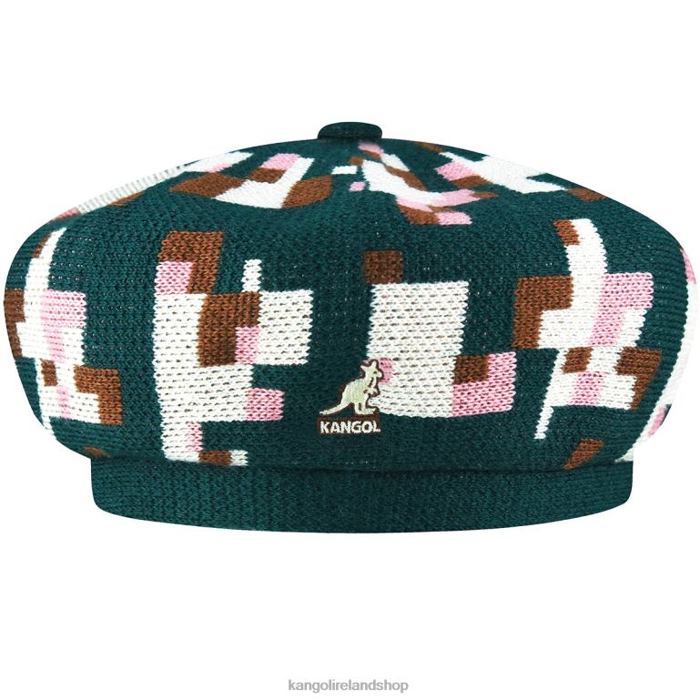IE Kangol Pixelated Plaid Beret Pine/Cream Unisex Accessories 6B26V399