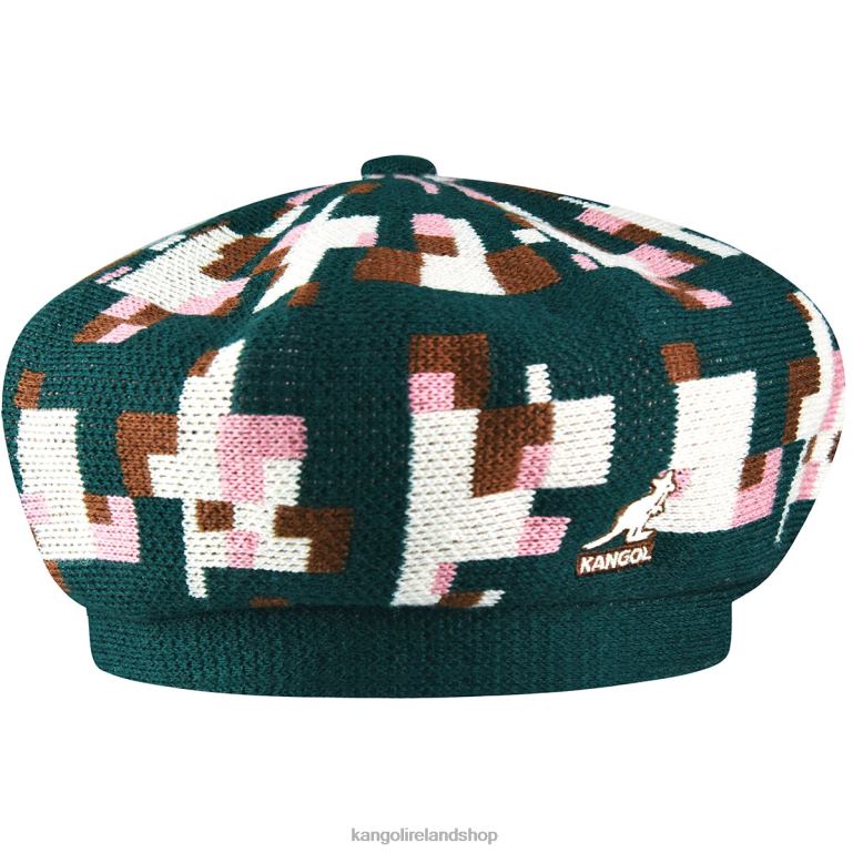 IE Kangol Pixelated Plaid Beret Pine/Cream Unisex Accessories 6B26V399