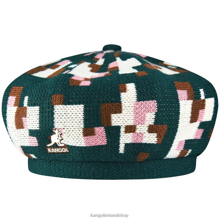 IE Kangol Pixelated Plaid Beret Pine/Cream Unisex Accessories 6B26V399