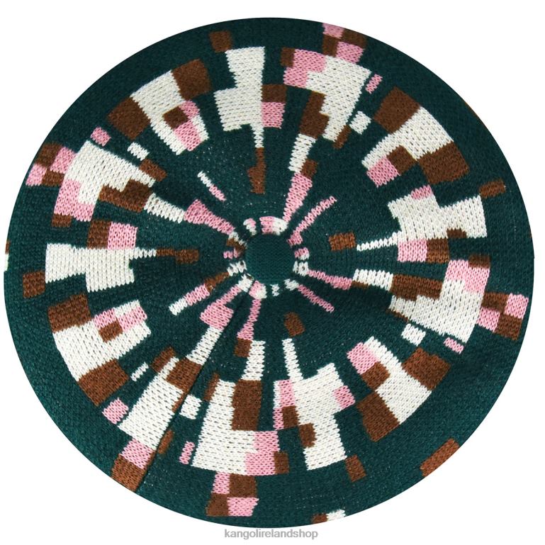 IE Kangol Pixelated Plaid Beret Pine/Cream Unisex Accessories 6B26V399