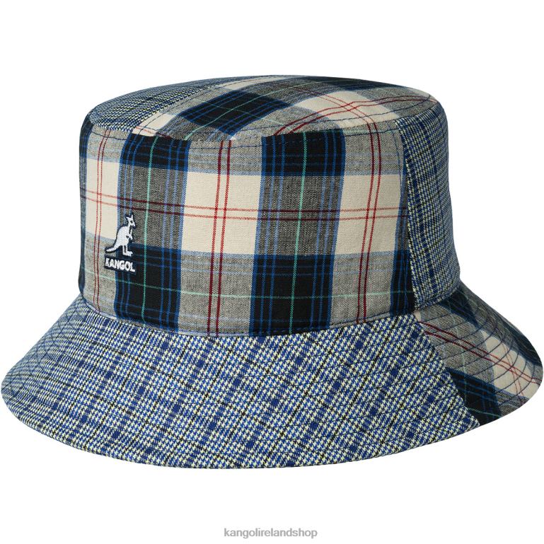 IE Kangol Plaid Mash-Up Bucket Mykonos Blue Unisex Accessories 6B26V682