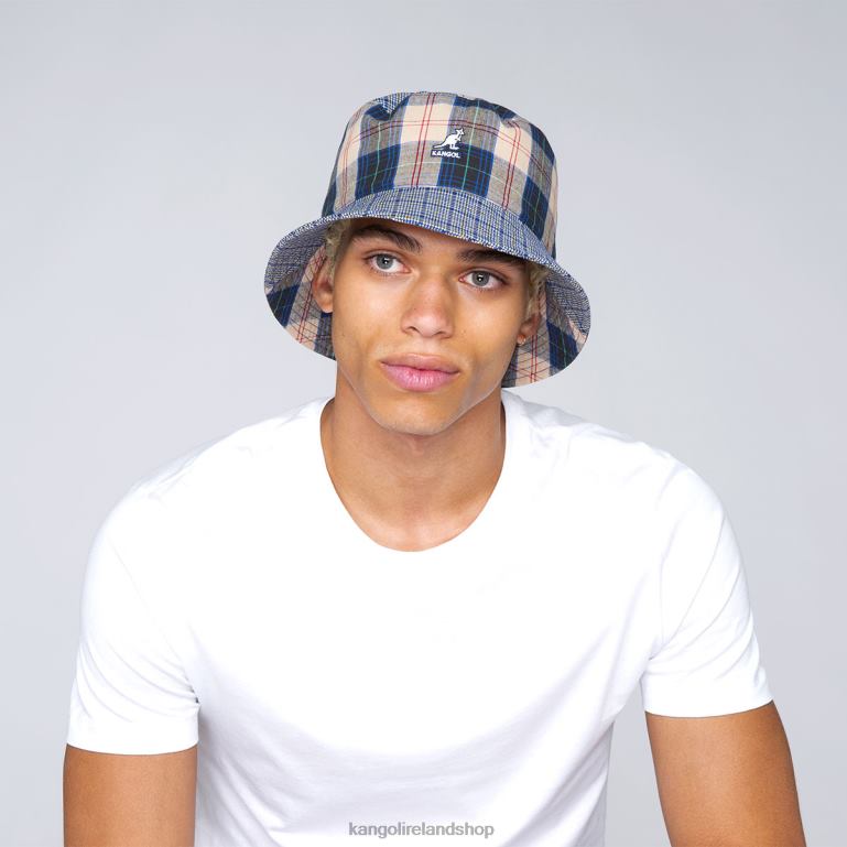 IE Kangol Plaid Mash-Up Bucket Mykonos Blue Unisex Accessories 6B26V682