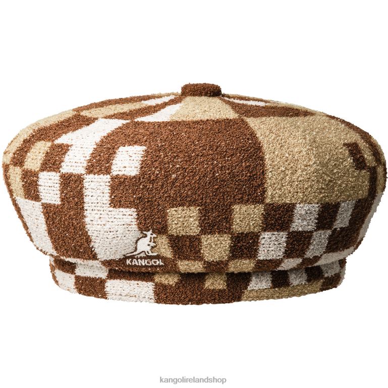 IE Kangol Pop Gingham Jax Beret Mahogany/Oat Unisex Accessories 6B26V392