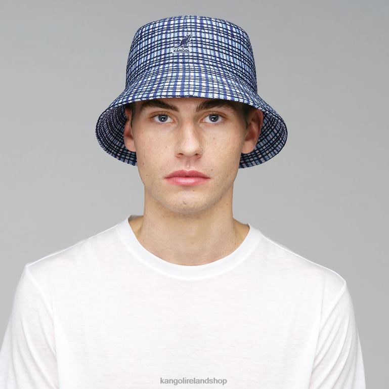 IE Kangol Prep Plaid Bucket Blue Plaid Unisex Accessories 6B26V481