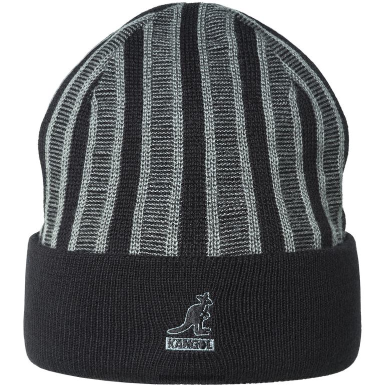 IE Kangol Rib Stripe Rev Beanie Black Unisex Accessories 6B26V809