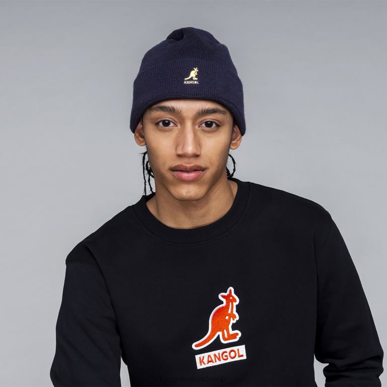 IE Kangol Rib Stripe Rev Beanie Black Unisex Accessories 6B26V809