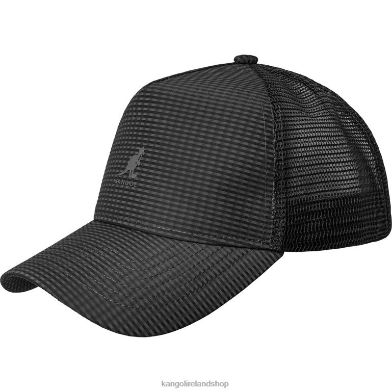 IE Kangol Seersucker Mesh Trucker Black Unisex Accessories 6B26V283