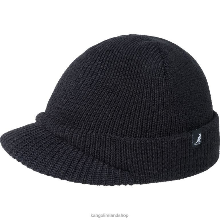 IE Kangol Sliced Peak Beanie Black Unisex Accessories 6B26V827
