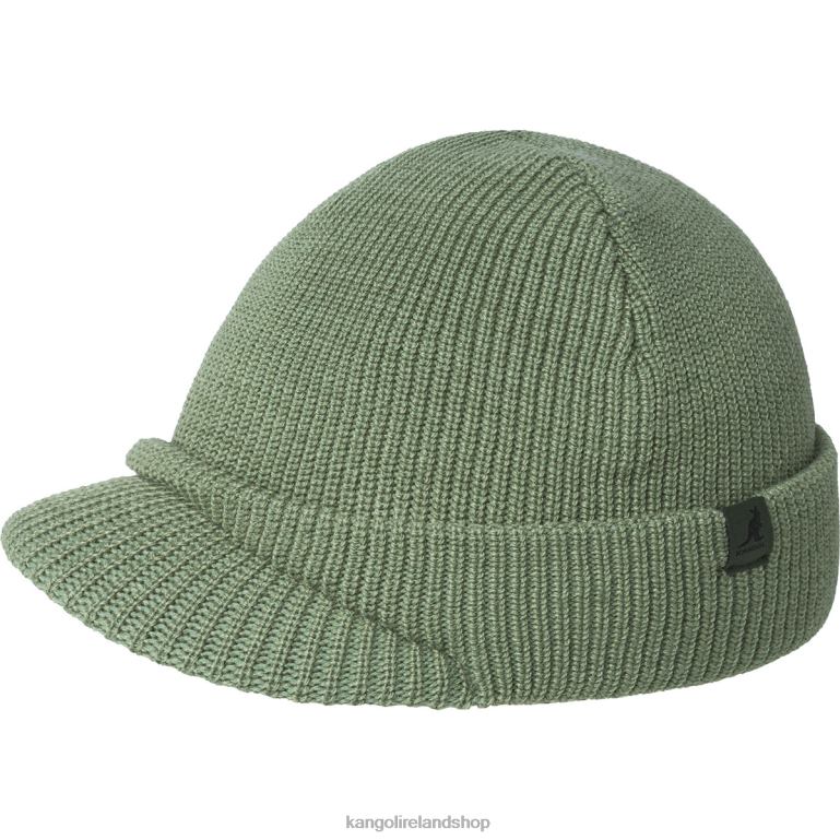 IE Kangol Sliced Peak Beanie Oil Green Unisex Accessories 6B26V828