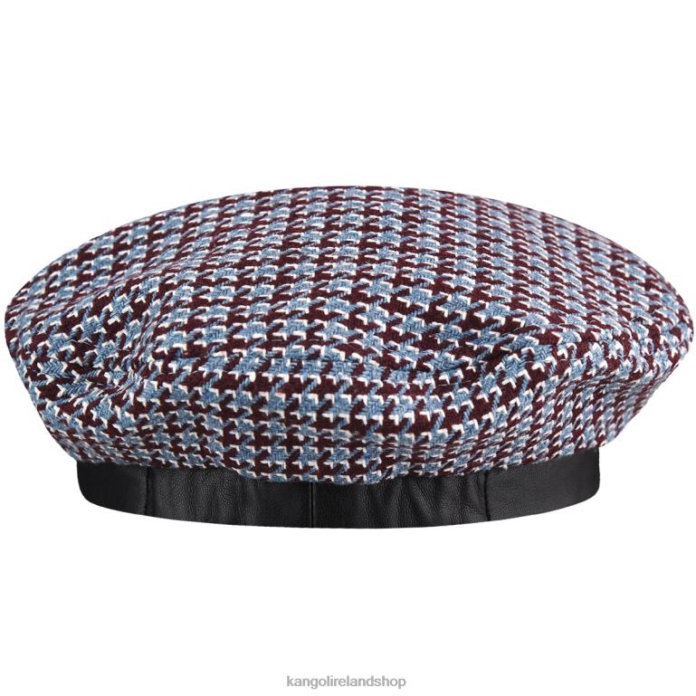 IE Kangol Tooth Grid Beret Maroon/Blue Unisex Accessories 6B26V425