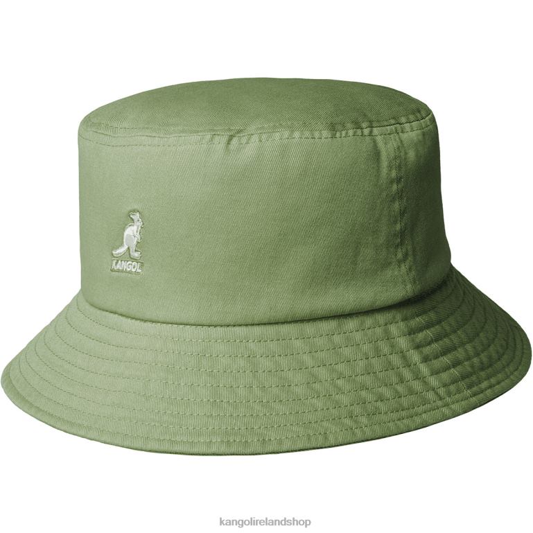IE Kangol Washed Bucket Hat Oil Green Unisex Accessories 6B26V586