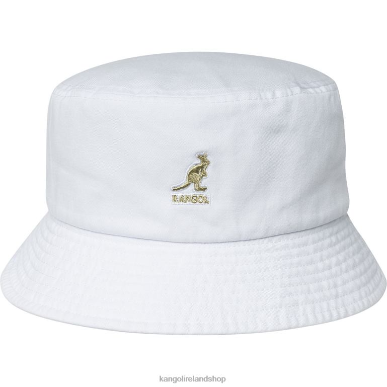 IE Kangol Washed Bucket Hat White Unisex Accessories 6B26V583