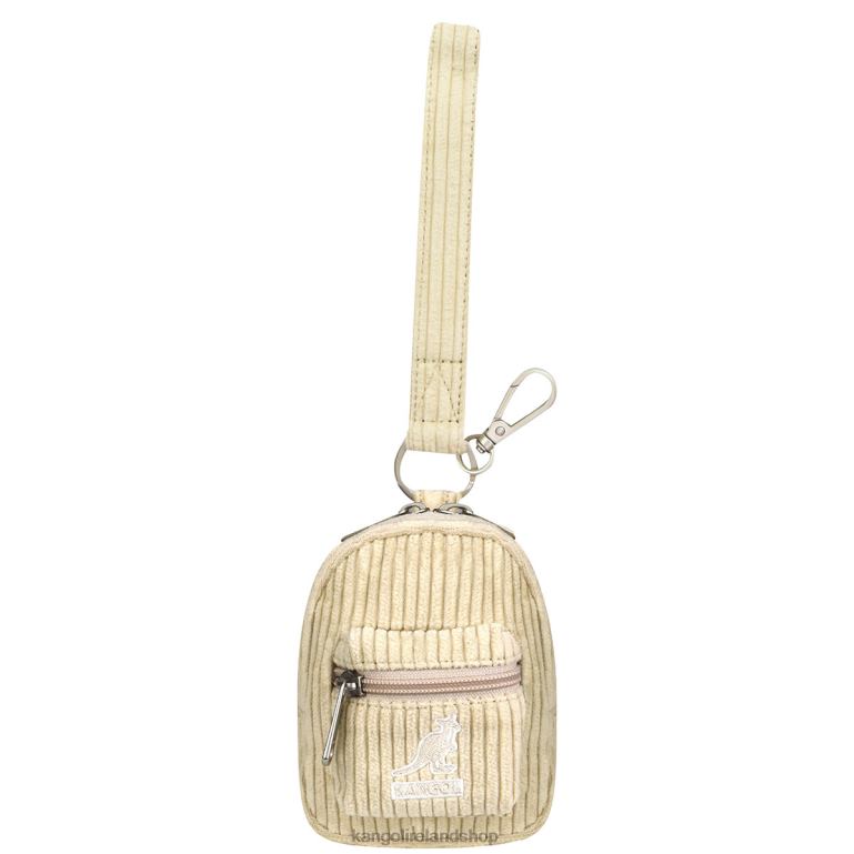 IE Kangol Cord V Mini Pouch Charm Beige Unisex Accessories 6B26V1248