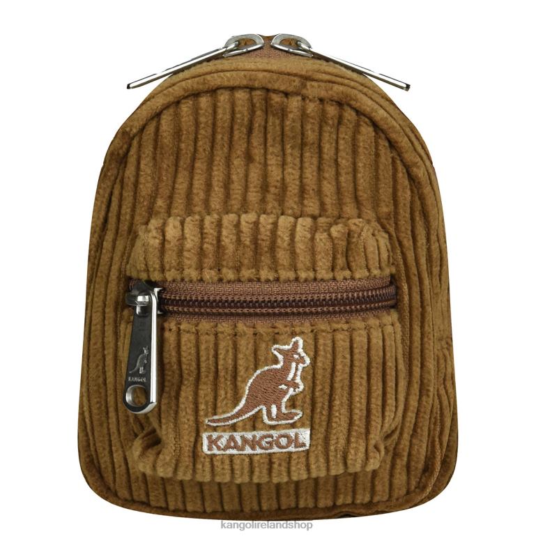 IE Kangol Cord V Mini Pouch Charm Brown Unisex Accessories 6B26V1249