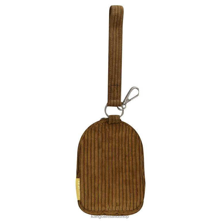 IE Kangol Cord V Mini Pouch Charm Brown Unisex Accessories 6B26V1249