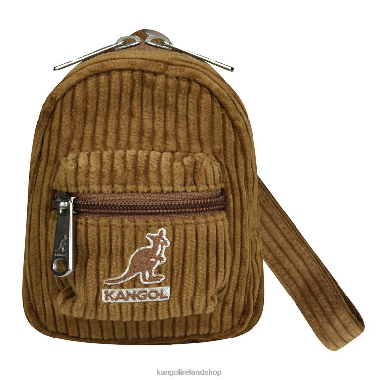 IE Kangol Cord V Mini Pouch Charm Brown Unisex Accessories 6B26V1249