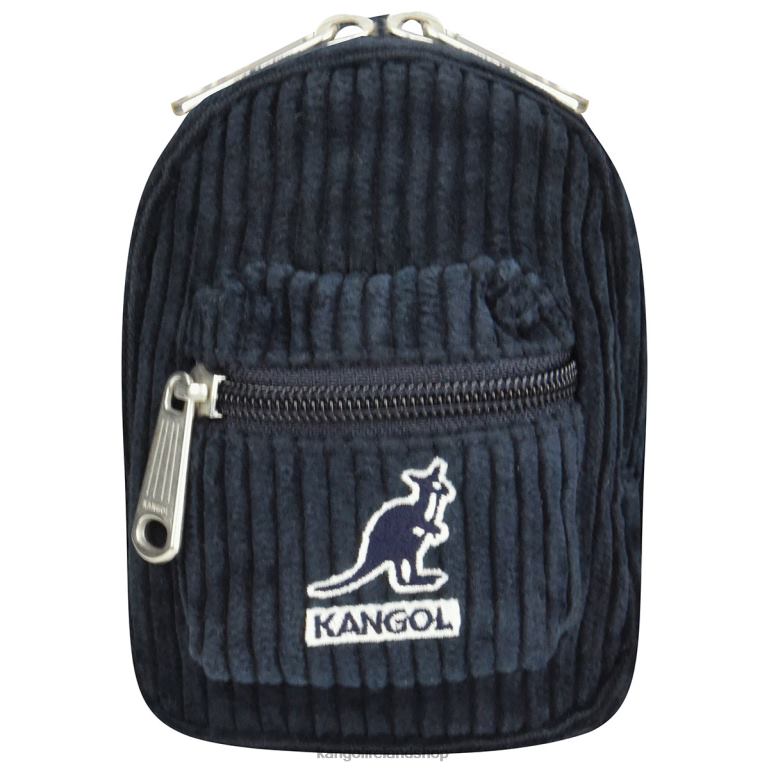 IE Kangol Cord V Mini Pouch Charm Navy Unisex Accessories 6B26V1250