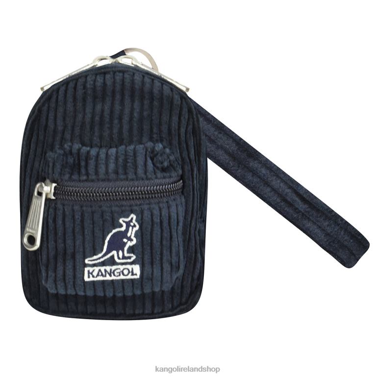 IE Kangol Cord V Mini Pouch Charm Navy Unisex Accessories 6B26V1250