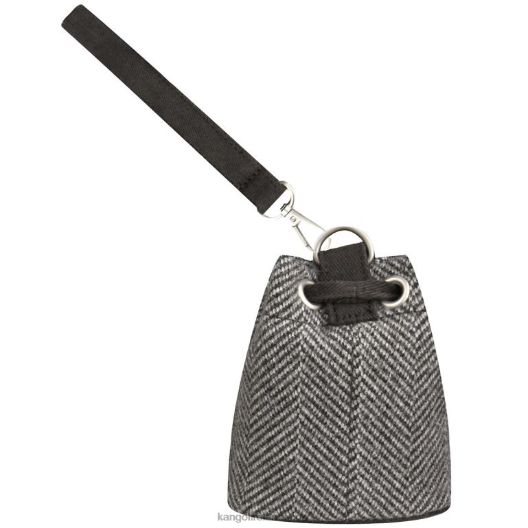 IE Kangol Herringbone Mini Pouch Charm Grey Unisex Accessories 6B26V1256