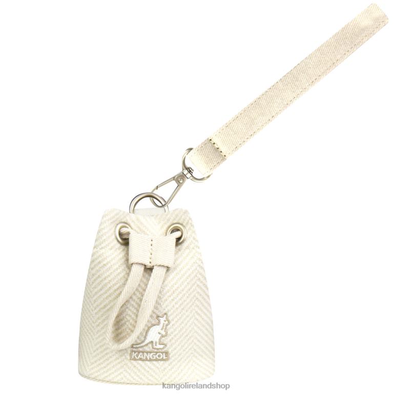 IE Kangol Herringbone Mini Pouch Charm Ivory Unisex Accessories 6B26V1257