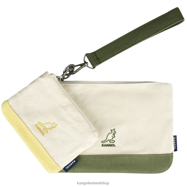 IE Kangol Lucky Canvas Pouch Set Khaki Unisex Accessories 6B26V962