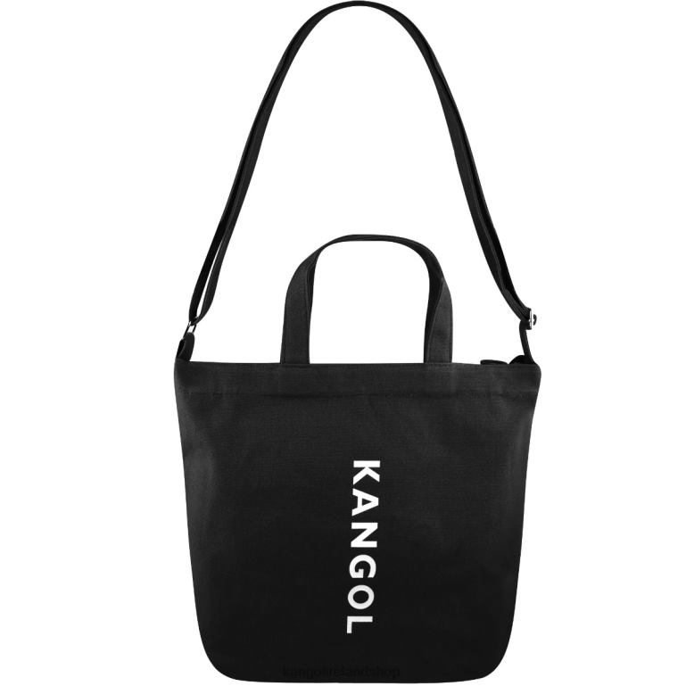 IE Kangol Eco Friendly Zippi Medium Tote Bag Black Unisex Accessories 6B26V935