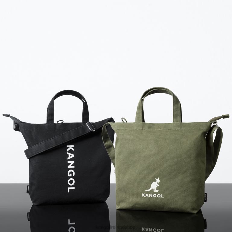 IE Kangol Eco Friendly Zippi Medium Tote Bag Black Unisex Accessories 6B26V935