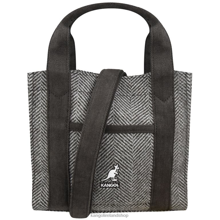 IE Kangol Herringbone Tote Bag Grey Unisex Accessories 6B26V982