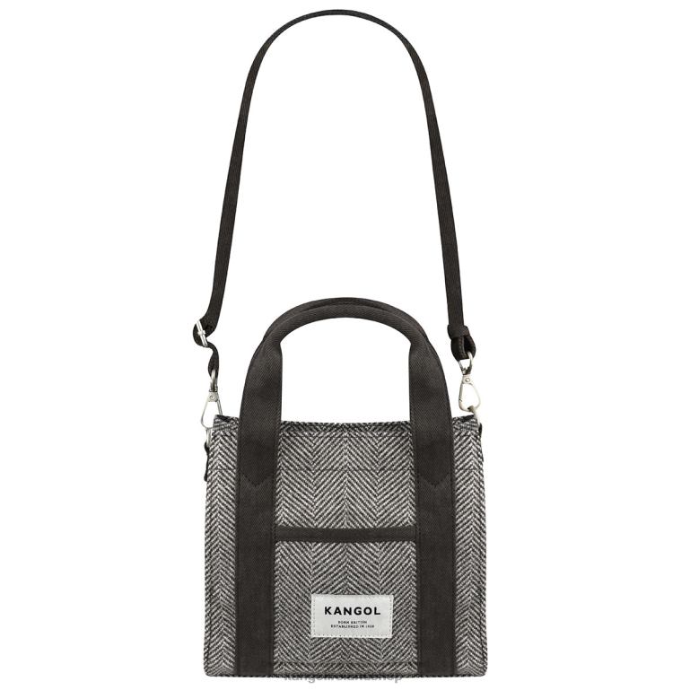 IE Kangol Herringbone Tote Bag Grey Unisex Accessories 6B26V982