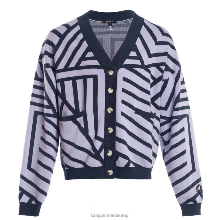 IE Kangol Graffiti Cardigan Ebony/Lavender Unisex Clothing 6B26V1210