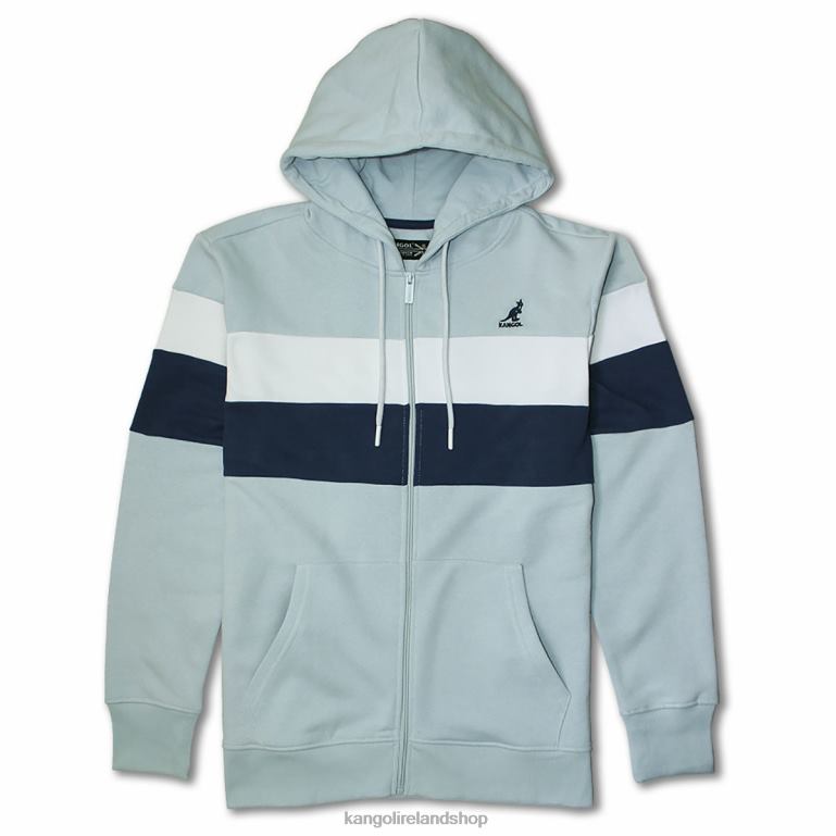 IE Kangol Color Stripe Zip Hoodie Baby Blue Combo Unisex Clothing 6B26V1120