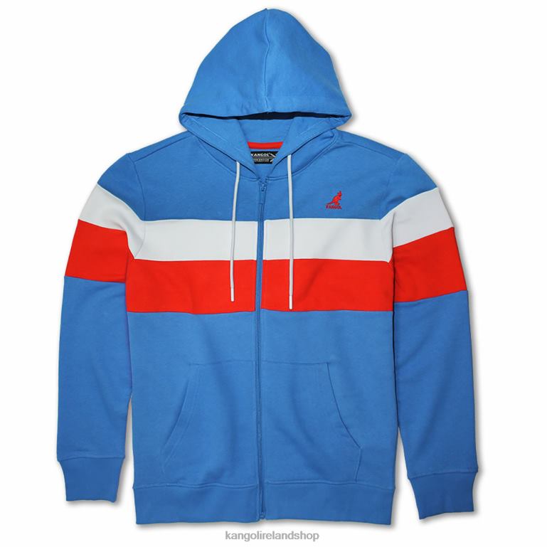 IE Kangol Color Stripe Zip Hoodie Palace Blue Combo Unisex Clothing 6B26V1121