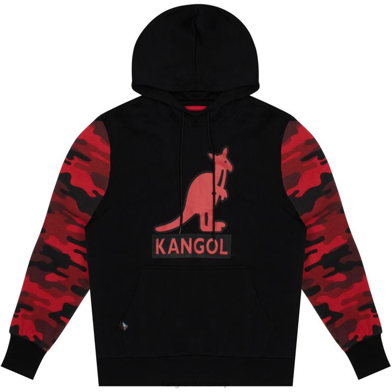 IE Kangol Contrast Camo Hoodie Black/Red Unisex Clothing 6B26V1131