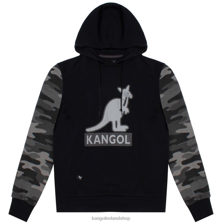 IE Kangol Contrast Camo Hoodie Black/Urban Unisex Clothing 6B26V1132
