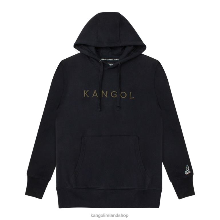 IE Kangol Luxe Embroidered Hoodie Black Anthracite Unisex Clothing 6B26V1166