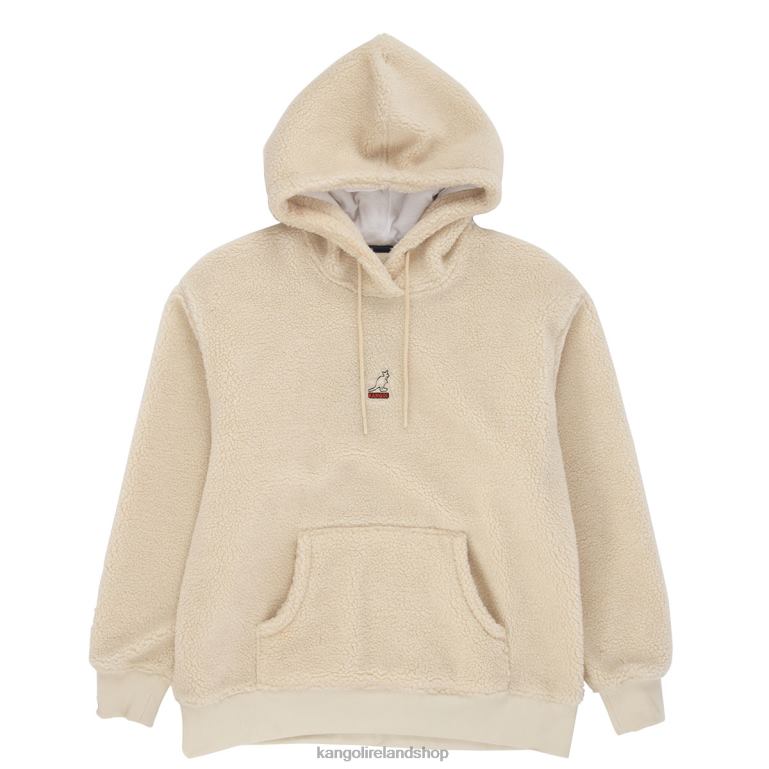 IE Kangol Sherpa Hoodie Beige Unisex Clothing 6B26V1184