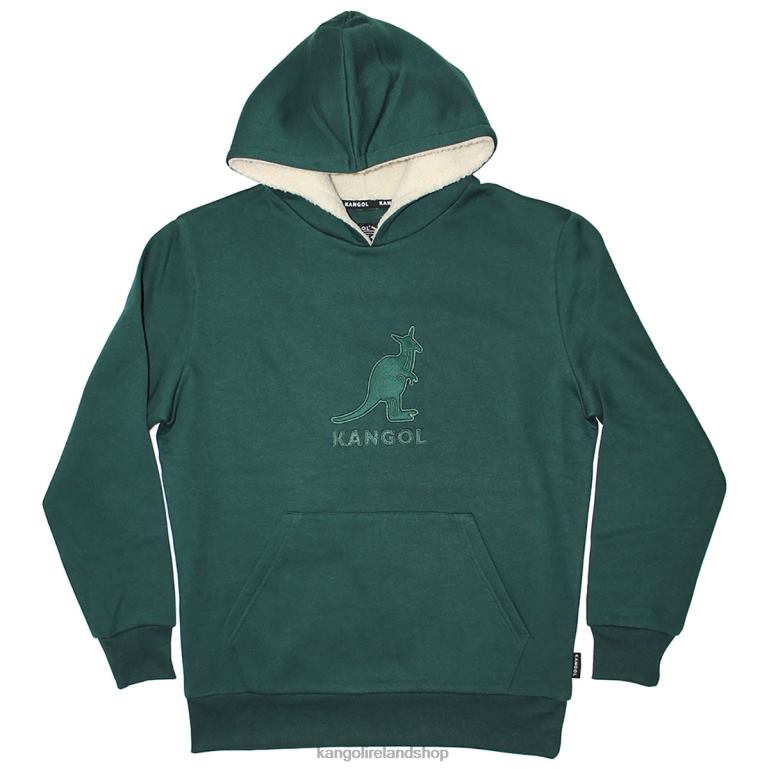 IE Kangol Tonal Embroidered Sherpa Hoodie Night Garden Unisex Clothing 6B26V1127