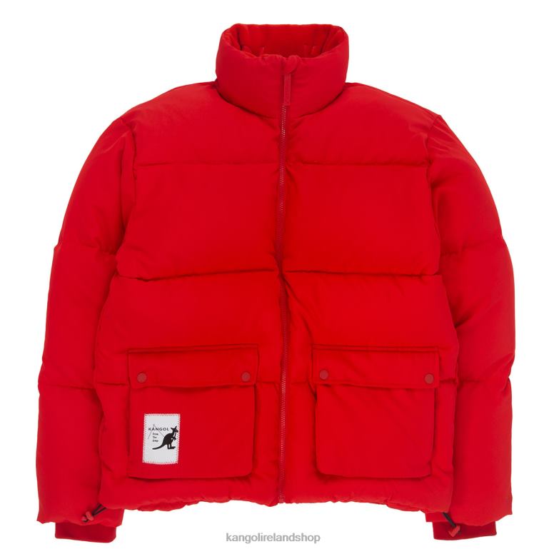 IE Kangol Patch Pocket Down Jacket Flame Scarlet Unisex Clothing 6B26V1231