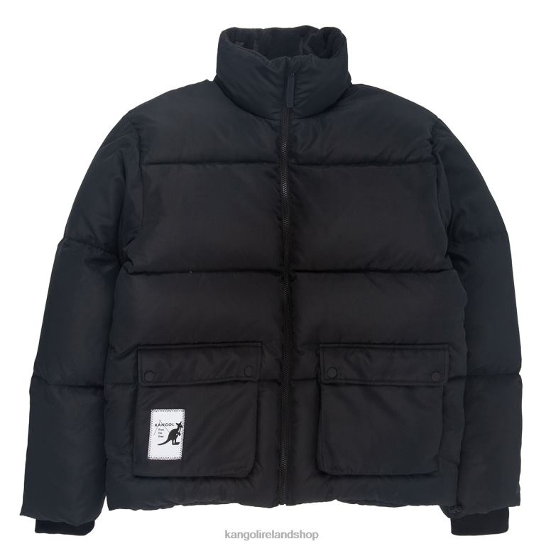 IE Kangol Patch Pocket Down Jacket Jet Black Unisex Clothing 6B26V1230