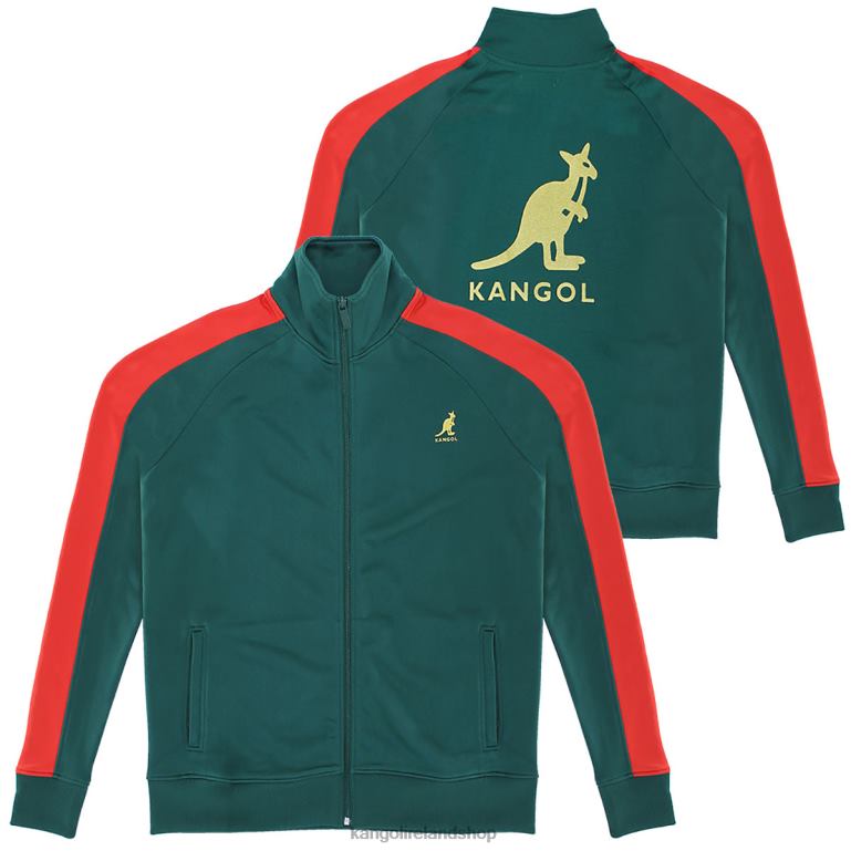 IE Kangol Retro Track Jacket Emerald/Red Unisex Clothing 6B26V1194