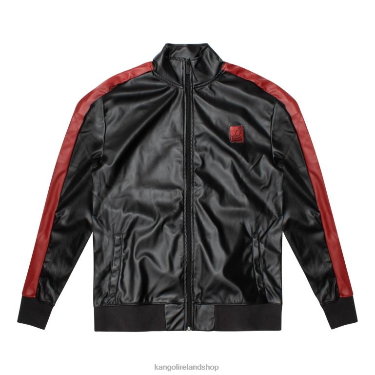 IE Kangol Vegan Leather Track Jacket Black Beauty Men Clothing 6B26V1160