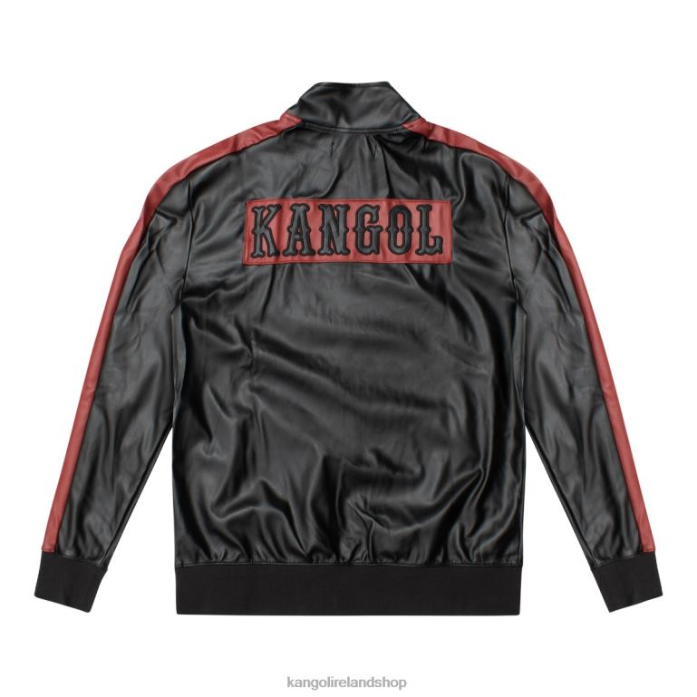 IE Kangol Vegan Leather Track Jacket Black Beauty Men Clothing 6B26V1160