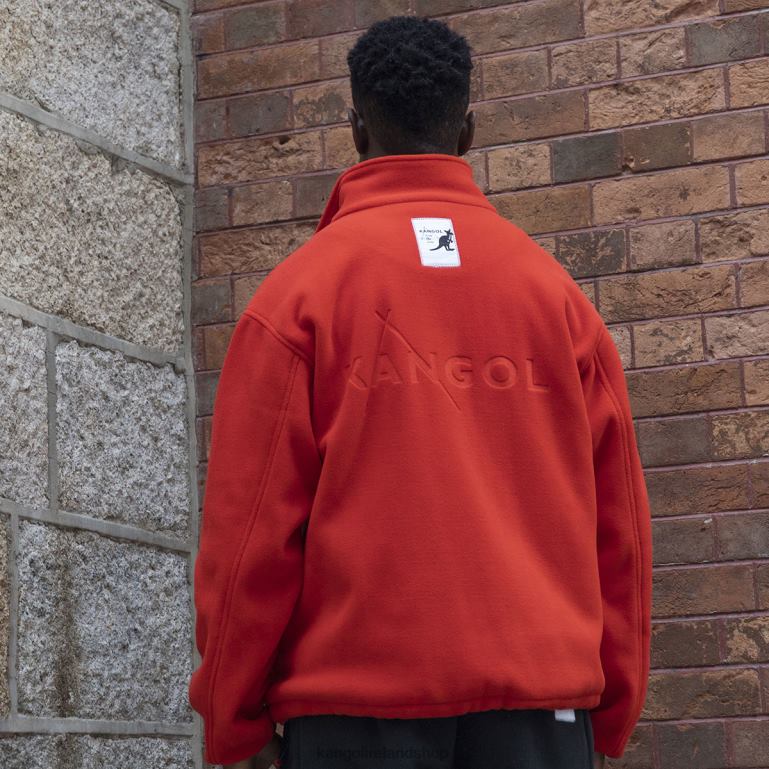 IE Kangol Zip Up Fleece Jacket Flame Scarlet Unisex Clothing 6B26V1233
