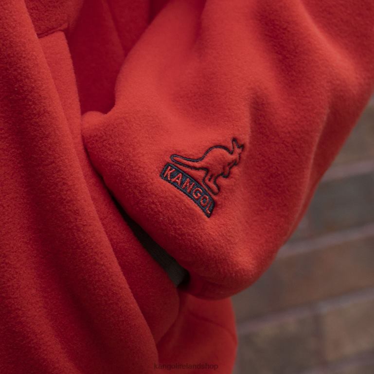 IE Kangol Zip Up Fleece Jacket Flame Scarlet Unisex Clothing 6B26V1233